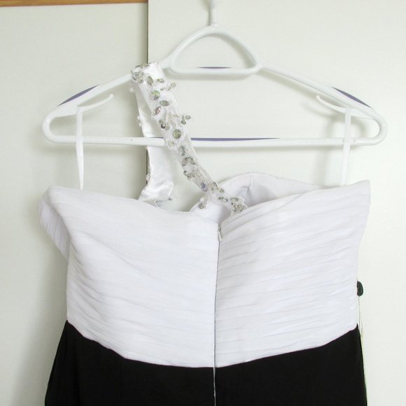 Grace Karin B&W Long Gown Rhinestones One Strap NYE Size 12 - Picture 7 of 10